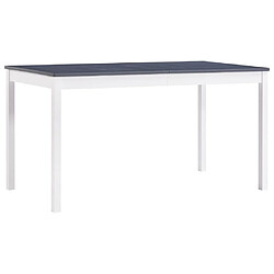 vidaXL Table à manger Blanc et gris 140x70x73 cm Bois de pin 