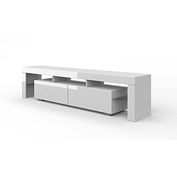 BIM FURNITURE Meuble TV 190 cm - blanc mat / blanc brillant sans LED 