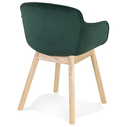 Acheter Alterego Chaise avec accoudoirs 'FRIDA' en velours vert et pieds en bois naturel