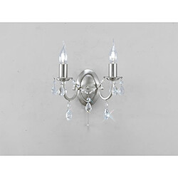 Luminaire Center Applique murale Kyra avec interrupteur 2 Ampoules nickel satiné/cristal