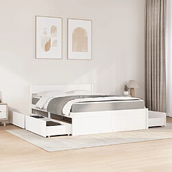 Avis Vidaxl Lit avec tiroirs et matelas blanc 160x200 cm bois massif de pin