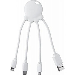 XOOPAR Câble 3 en 1 Octopus USB A/micro USB & USB C & Lightning 0,1m Blanc