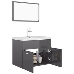 Acheter Maison Chic Ensemble de meubles de salle de bain,Armoire rangement Bain Gris brillant Aggloméré -MN95835