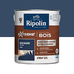 RIPOLIN Peinture pour pour Bois Interieur + Exterieur - Bleu Marine Ral 5003 Satin, 2,5L