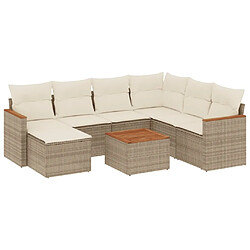 Maison Chic Salon de jardin avec coussins 8 pcs | Ensemble de Table et chaises | Mobilier d'Extérieur beige résine tressée -GKD70686