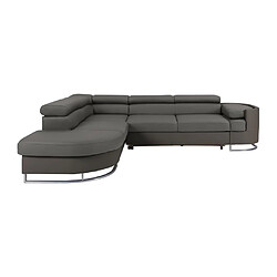 Vente-Unique Canapé d'angle gauche convertible en tissu et simili gris et anthracite MYSEN II