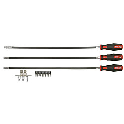 Jeu de 3 tournevis flexibles 500 mm, porte douilles,embouts, TV 7, 9pcs KS Tools 911.1180 