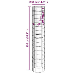 Acheter vidaXL Poteau à gabion circulaire Acier galvanisé Ø30x150 cm