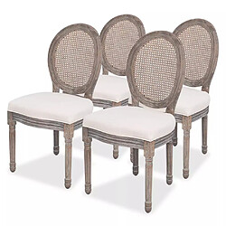 Decoshop26 Lot de 4 chaises de salle à manger cuisine design intemporel tissu crème CDS021470