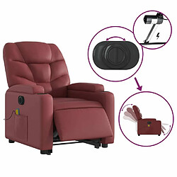 Maison Chic Fauteuil Relax pour salon, Fauteuil inclinable de massage électrique rouge bordeaux -GKD11781 pas cher