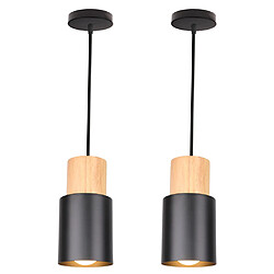 Stoex 2PCS-Suspension Lustre Rétro en Métal Suspension Luminaire Moderne E27 Plafonnier Nordique Pour Salle À Manger, Bureau, Chambre À Coucher, (Noir)