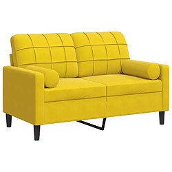 vidaXL Canapé 2 places avec oreillers décoratifs jaune 120 cm velours