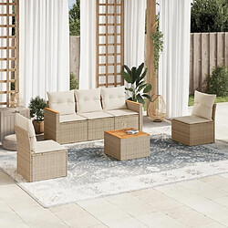 vidaXL Salon de jardin avec coussins 6 pcs beige résine tressée 