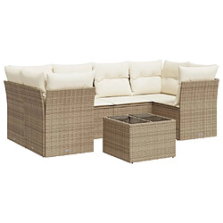 vidaXL Salon de jardin avec coussins 7 pcs beige résine tressée