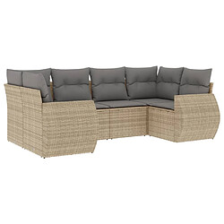 vidaXL Salon de jardin avec coussins 6 pcs beige résine tressée