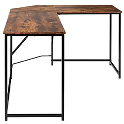 Helloshop26 Bureau d'angle en forme L 148 x 120 cm poste de travail avec cadre en métal renforcé pour bureau à domicile style modern marron rustique 20_0005648