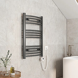 EMKE Sèche-Serviettes Électrique avec Élément Chauffant Thermostat, Chauffe Serviettes à Température Constante de la Salle de Bain, Baguette Chauffante avec Minuterie, 75x50cm, 300W, Anthracite