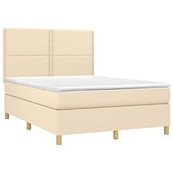 Avis Sommier à lattes LED,Cadre à lattes de lit avec matelas pour Adulte Crème 140x200 cm Tissu -MN46242