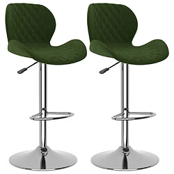 vidaXL Tabourets de bar lot de 2 vert foncé velours