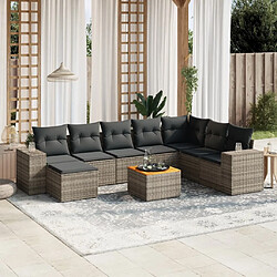 Maison Chic Ensemble Tables et chaises d'extérieur 9 pcs avec coussins,Salon de jardin gris résine tressée -GKD263732