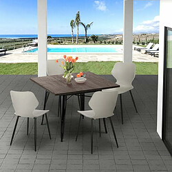 Ahd Amazing Home Design Ensemble 4 Chaises Polypropylène Table Carrée 80x80cm Tolix Métal Howe Dark, Couleur: Blanc