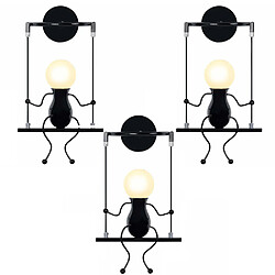 Stoex 3x Applique Murale Simple Poupée De Mode Balançoire Enfants Lampe Mur Moderne Gens Fer Salon Chambre Créative Lumière (No