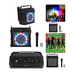 ENCEINTE SONO PORTABLE PRO PARTY KARAOKE BLUETOOTH LED RGB 20W USB SD RADIO FM + TELECOMMANDE + MICRO SANS FIL