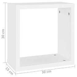 vidaXL Étagères cube murales 4 pcs blanc 30x15x30 cm pas cher