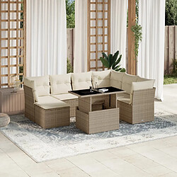 vidaXL Salon de jardin avec coussins 8 pcs beige résine tressée 