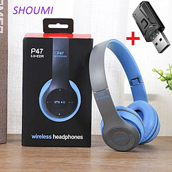 GUPBOO Casque sans fil P47 Casque Bluetooth 5.0 pliable avec micro Adaptateur Bluetooth USB pour jeu TV 