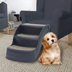 vidaXL Escalier pliable à 3 marches pour chiens Gris foncé 