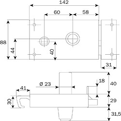 Serrure ZENITH 542 horizontal fouillot cylindre de 40 droite - ISEO - 25030401.5