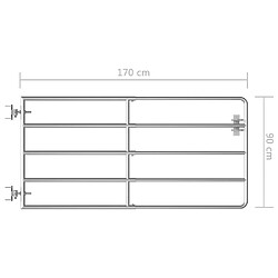 Acheter vidaXL Portillon à 5 barres Acier (95-170)x90 cm Argenté