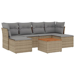 vidaXL Salon de jardin avec coussins 7pcs mélange beige résine tressée