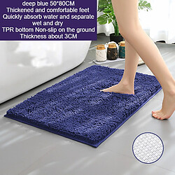 LUUCOZK Tapis de bain antidérapants absorbants à séchage rapide, tapis de décoration de salle de bain, fond TPR bleu profond 50x80cm-Taille standard