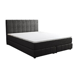 Vente-Unique Ensemble complet boxspring tête de lit + sommier + matelas + surmatelas - 160 x 200 cm - Velours - Anthracite - HIDA de YSMÉE