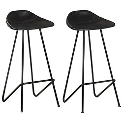 vidaXL Tabourets de bar lot de 2 noir cuir véritable 