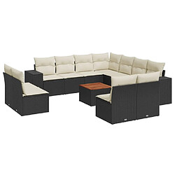 Maison Chic Salon de jardin 12 pcs avec coussins | Ensemble de Table et chaises | Mobilier d'Extérieur noir résine tressée -GKD24139