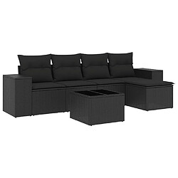 vidaXL Salon de jardin 6 pcs avec coussins noir résine tressée