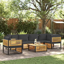 vidaXL Salon de jardin avec coussins 7 pcs bois massif d'acacia