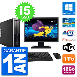 PC HP 8100 SFF Ecran 27" Intel Core i5-650 RAM 16Go Disque 1To Windows 10 Wifi · Occasion 