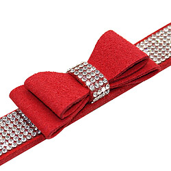 Universal Nœuds en suède cuir strass collier pour chien et housse de laisse chiot chat chihuahua collier pour petit chien chat | collier chien chat | collier niveau chat (rouge)