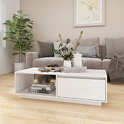 vidaXL Table basse blanc 110x50x33,5 cm bois de pin massif