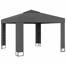 Avis Maison Chic Tonnelle | Pergola avec double toit et lumières LED 3x3 m Anthracite -GKD20518