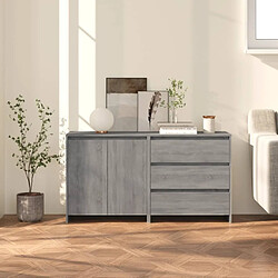 Maison Chic Ensemble de 2 Buffets,commode,console pour rangement Sonoma gris Bois d'ingénierie -MN27789