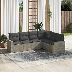 vidaXL Salon de jardin 6 pcs avec coussins gris résine tressée