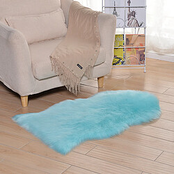 LUUCOZK Tapis Shaggy en fausse fourrure pour chambre à coucher, salon - Bleu clair-irrégulier 100x180cm