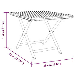 vidaXL Table pliable gris 45x35x32 cm résine tressée pas cher