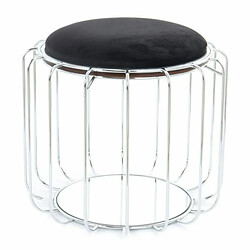 Paris Prix Pouf & Table d'Appoint Comfortable 50cm Noir & Argent