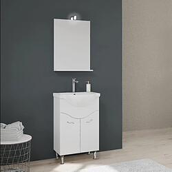 Kiamami Valentina MEUBLE DE SALLE DE BAINS AU SOL DE 56,5 CM AVEC LAVABO ET MIROIR BLANC | EASY 